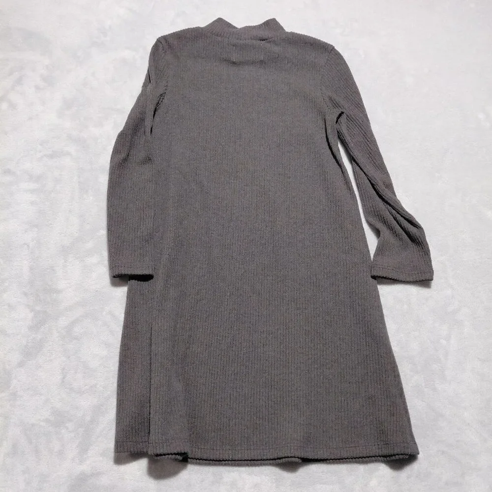 Old Navy Gray Ribbed Sweater/Shirt Dress Knee Length Mock Neck Sz 6-7